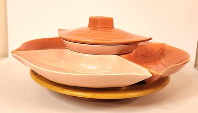 Lot #64 MCM California Pottery Lazy Suzan on base - perfect