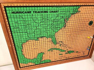 Lot #68 Vintage Cork Board Hurricane Tracking Map