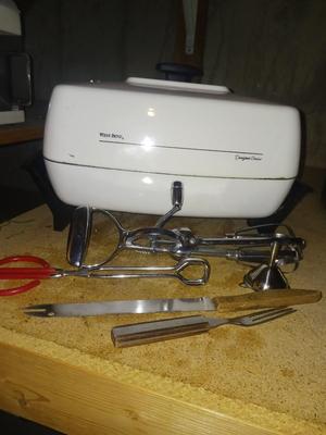 WEST BEND ELECTRIC SKILLET, HAND MIXER, COOKING UTENSILS