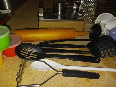 ROLLING PIN, CHICKEN ROASTER, PLASTIC TUPPERWARE, CHEESE GRATER AND MORE!