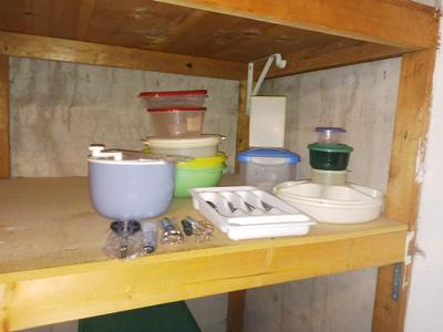 BRAND NEW UTENSILS, PLASTIC FOOD STORAGE CONTAINERS, FLATWARE, SALAD SPINNER, AND MORE