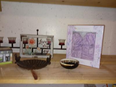 DECORATIVE CANDLE HOLDER. SPA SLIPPERS, BIRD DISH, LOVE PHOTO AND AROMATHERAPY SCENT DIFFUSER