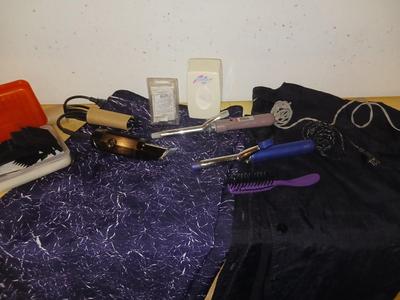 HAIR SALON SUPPLIES - HAIR CLIPPERS, CURLING IRON, NECK WRAPS, COVERS