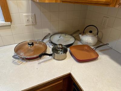 ENAMEL TEA KETTLE AND COOKWARE