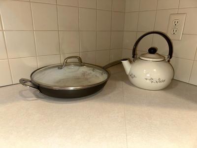 ENAMEL TEA KETTLE AND COOKWARE
