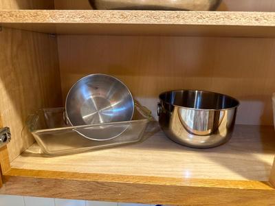 3 PC STAINLESS STEEL BOWLS, OVEN TO FRIDGE BAKING DISH