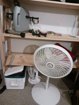 EXERCISE EQUIPMENT AND TALL FAN