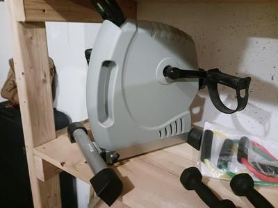 EXERCISE EQUIPMENT AND TALL FAN