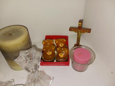 CANDLES, AND CANDLE HOLDERS