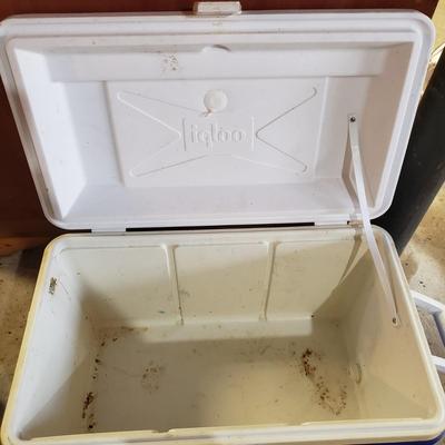 Three Camping Chairs, Stool and Three Igloo Coolers (B1-KD)