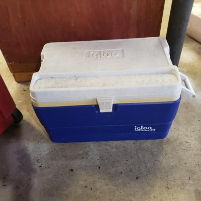 Three Camping Chairs, Stool and Three Igloo Coolers (B1-KD)