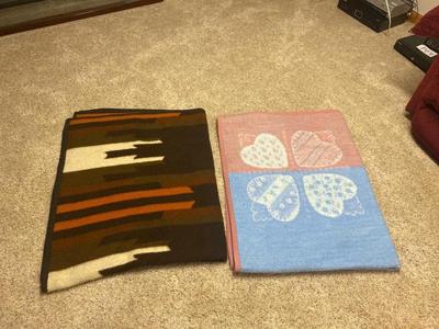 TWO SOFT BIEDERLACK WARM THROW BLANKETS