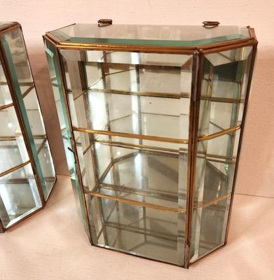 Lot #78 Pair Beveled Glass Wall Hanging/Stand Alone Curio Cabinets