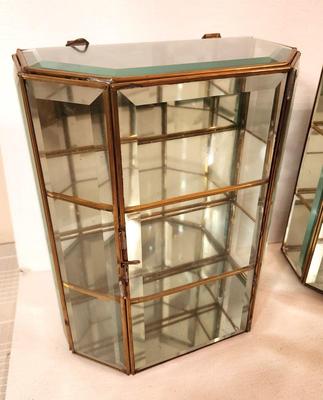 Lot #78 Pair Beveled Glass Wall Hanging/Stand Alone Curio Cabinets
