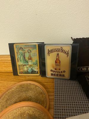 ASSORTMENT OF PLAYING CARDS, AND COASTERS