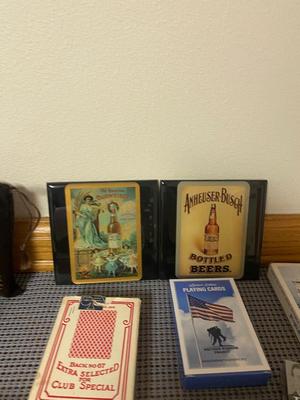ASSORTMENT OF PLAYING CARDS, AND COASTERS