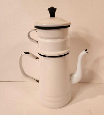 Lot #95 Vintage French Style Enamel Coffee Pot - complete