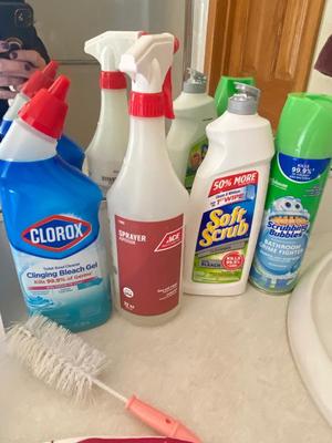 BATHROOM, CLEANERS, CLEANING BRUSHES, LIGHTBULBS, AND MORE!
