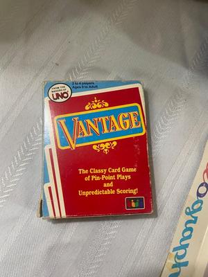 VINTAGE GAMES, TWILOGRAPH, PEOPLE TRIVA GAME, VANTAGE, & SKIPBO