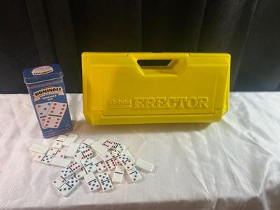 SMALLER GABRIEL ERECTOR SET AND DOUBLE SIX DOMINOS GAME