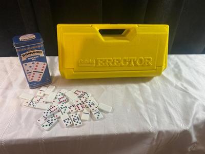 SMALLER GABRIEL ERECTOR SET AND DOUBLE SIX DOMINOS GAME