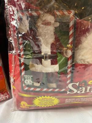 DELUXE ULTRA VELVET 6 PIECE SANTA SUIT AND TWO BEARDS ALONG WITH TIN ENVELOPE FOR A LETTER TO SANTA