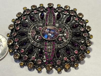 Kathy Levine LaVintage Multi Crystal Brooch/Pin Necklace Pendant Enhancer New Never Worn Condition.