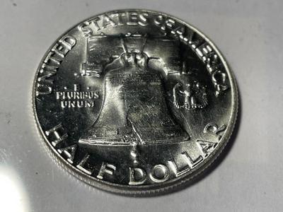 1962-P CHOICE BU CONDITION FRANKLIN SILVER HALF DOLLAR VERY NICE CONDITION.