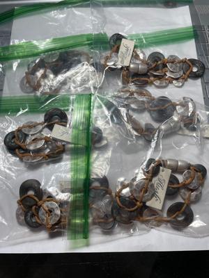 Lot of (6) Vintage New w/Tags Metal Washer Disc Bracelets w/Magnetic Clasp 7.25" Long as Pictured.