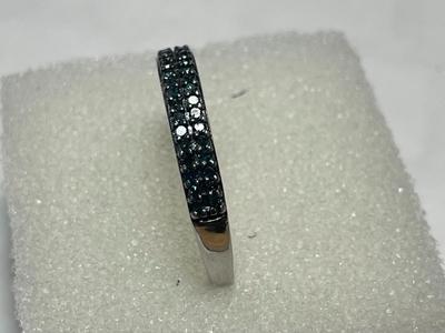 Vintage D'Joy Designer Sterling Silver .925 Commercial Blue Diamond Wedding Band Ring Size-8 in Good Preowned Condition as Pic'd.