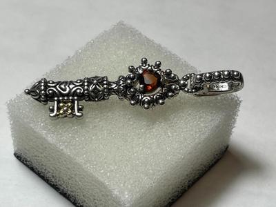 VINTAGE PREOWNED "BARBARA BIXBY" STERLING SILVER & 18K GOLD KEY PENDANT IN GOOD PREOWNED CONDITION.