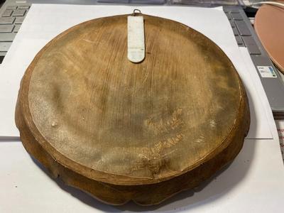 Vintage German Berchtesgaden Village Carved Wood Composite Plate Hand-Painted 9" Diameter.