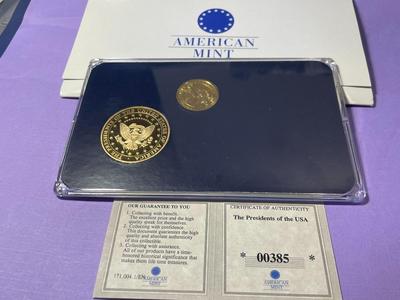 Chester A. Arthur Uncirculated Coin & Proof Medal Set by American Mint with COA as Pictured.