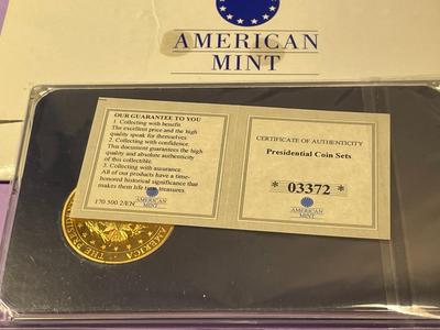 THOMAS JEFFERSON Uncirculated Coin & Proof Medal Set by American Mint with COA as Pictured.