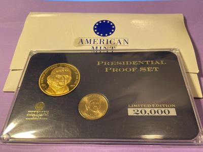 THOMAS JEFFERSON Uncirculated Coin & Proof Medal Set by American Mint with COA as Pictured.