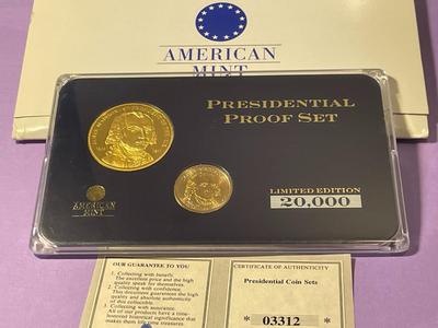 JAMES MADISON Uncirculated Coin & Proof Medal Set by American Mint with COA as Pictured.