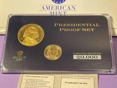 JAMES MADISON Uncirculated Coin & Proof Medal Set by American Mint with COA as Pictured.