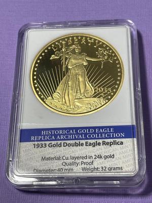 1933 Saint-Gaudens Double Eagle Replica 24k Gold Layered by the American Mint (Slab #2).