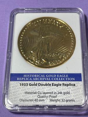 1933 Saint-Gaudens Double Eagle Replica 24k Gold Layered by the American Mint (Slab #3).