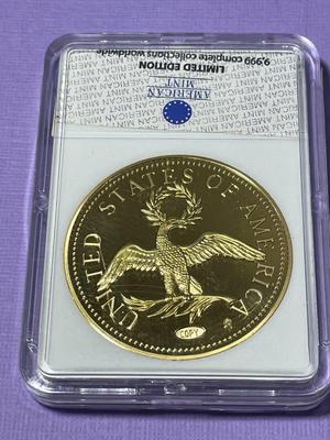 1797 Turban Head Eagle w/Small Eagle Reverse Replica 24k Gold Layered by the American Mint (Slab #5).