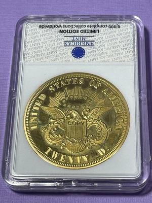 1861 Paquet Reverse Double Eagle Replica 24k Gold Layered by the American Mint (Slab #6).