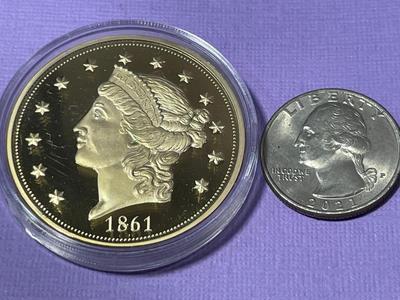 1861-O Paquet Reverse Double Eagle Replica 24k Gold Layered by the American Mint (Un-Holdered #9).