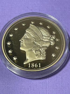 1861-O Paquet Reverse Double Eagle Replica 24k Gold Layered by the American Mint (Un-Holdered #9).