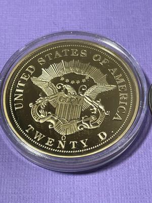 1861-O Paquet Reverse Double Eagle Replica 24k Gold Layered by the American Mint (Un-Holdered #9).