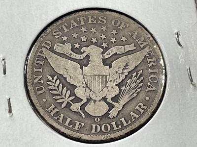 1903-O CIRCULATED CONDITION BARBER SILVER HALF DOLLAR AS PICTURED. FREE DOMESTIC SHIPPING.