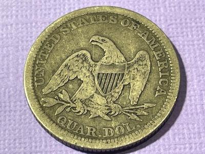 1855 w/ARROWS FINE/VERY FINE CONDITION LIBERTY SEATED QUARTER DOLLAR TYPE COIN AS PICTURED.