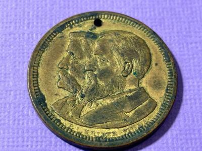 Scarce 1884 James Blaine & John Logan Quarter-sized Campaign Token as Pictured.