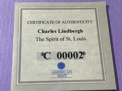 Charles Lindbergh 40th Anniversary Memorial Huge Medal by the American Mint in Excellent Condition as Pictured.
