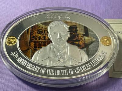 Charles Lindbergh 40th Anniversary Memorial Huge Medal by the American Mint in Excellent Condition as Pictured.