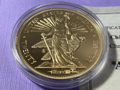 CHARLES E. BARBER/CHIEF ENGRAVER PROOF GOLD-TONE MEDAL BY THE AMERICAN MINT AS PICTURED.